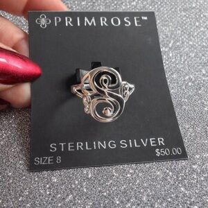 Primrose Sterling Silver Swirl Monogram Letter “ S “ Ring
